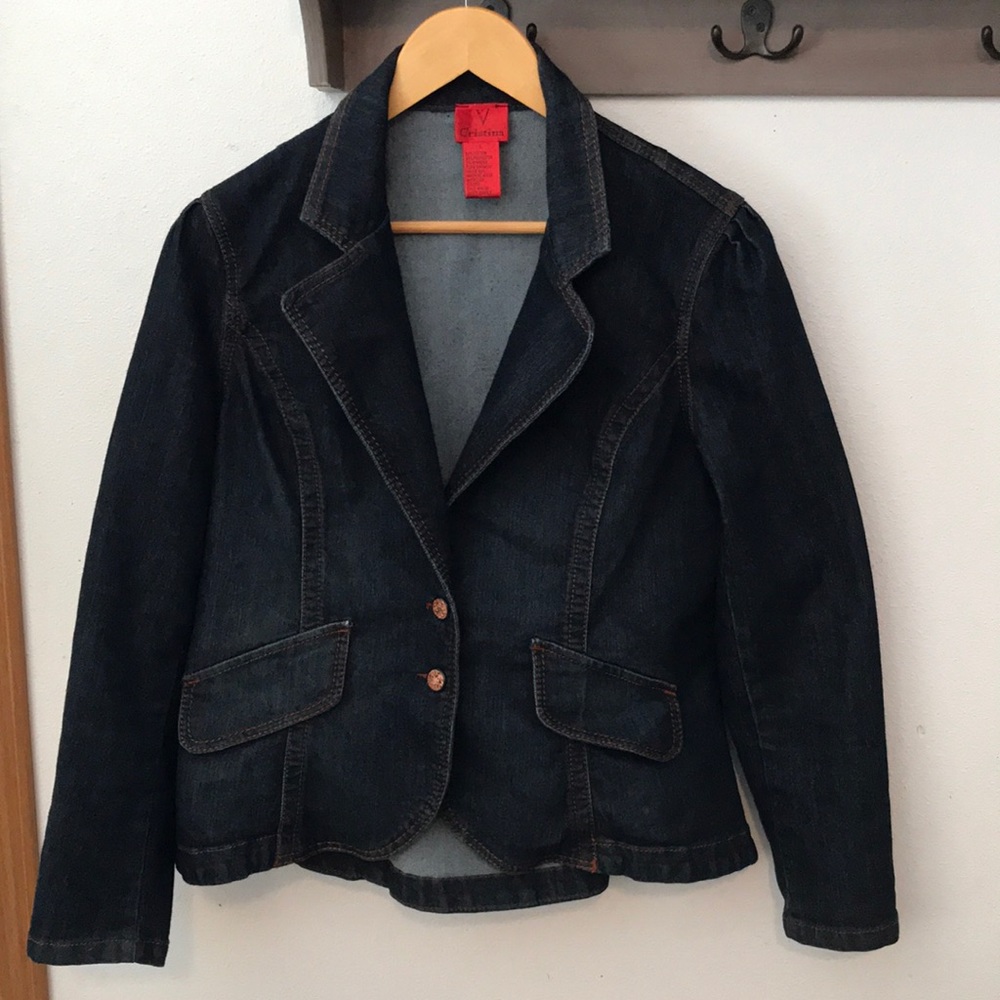 V Cristina jean jacket blue, buttons, size large